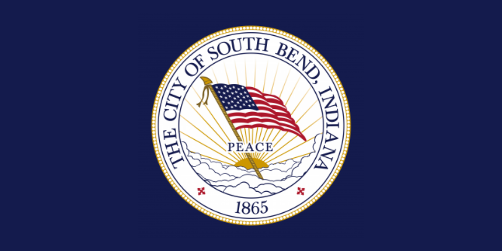 City of South Bend seal on solid dark blue background