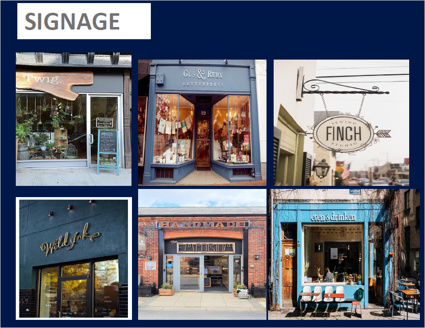 Examples of signage for Vibrant Places