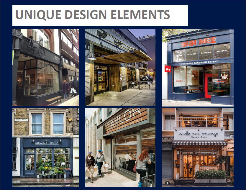 Examples of unique design elements for Vibrant Places